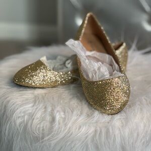 Charles Albert Gold Glitter Flats